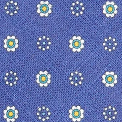 CRAVATTA SARTORIALE IN LINO BLU Microfantasia fiore