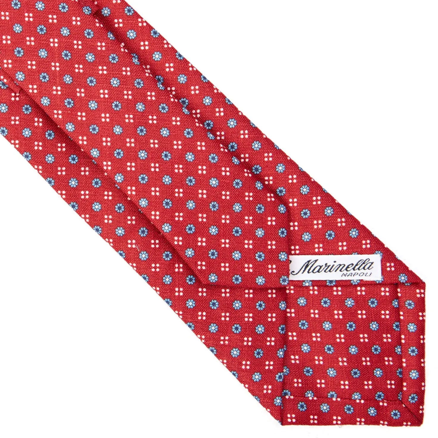 CRAVATTA SARTORIALE IN LINO BORDEAUX Microfantasia fiore
