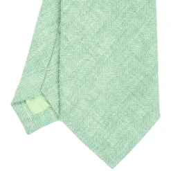 CRAVATTA SARTORIALE IN LINO E COTONE VERDE CHIARO Tinta unita