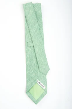 CRAVATTA SARTORIALE IN LINO E COTONE VERDE CHIARO Tinta unita