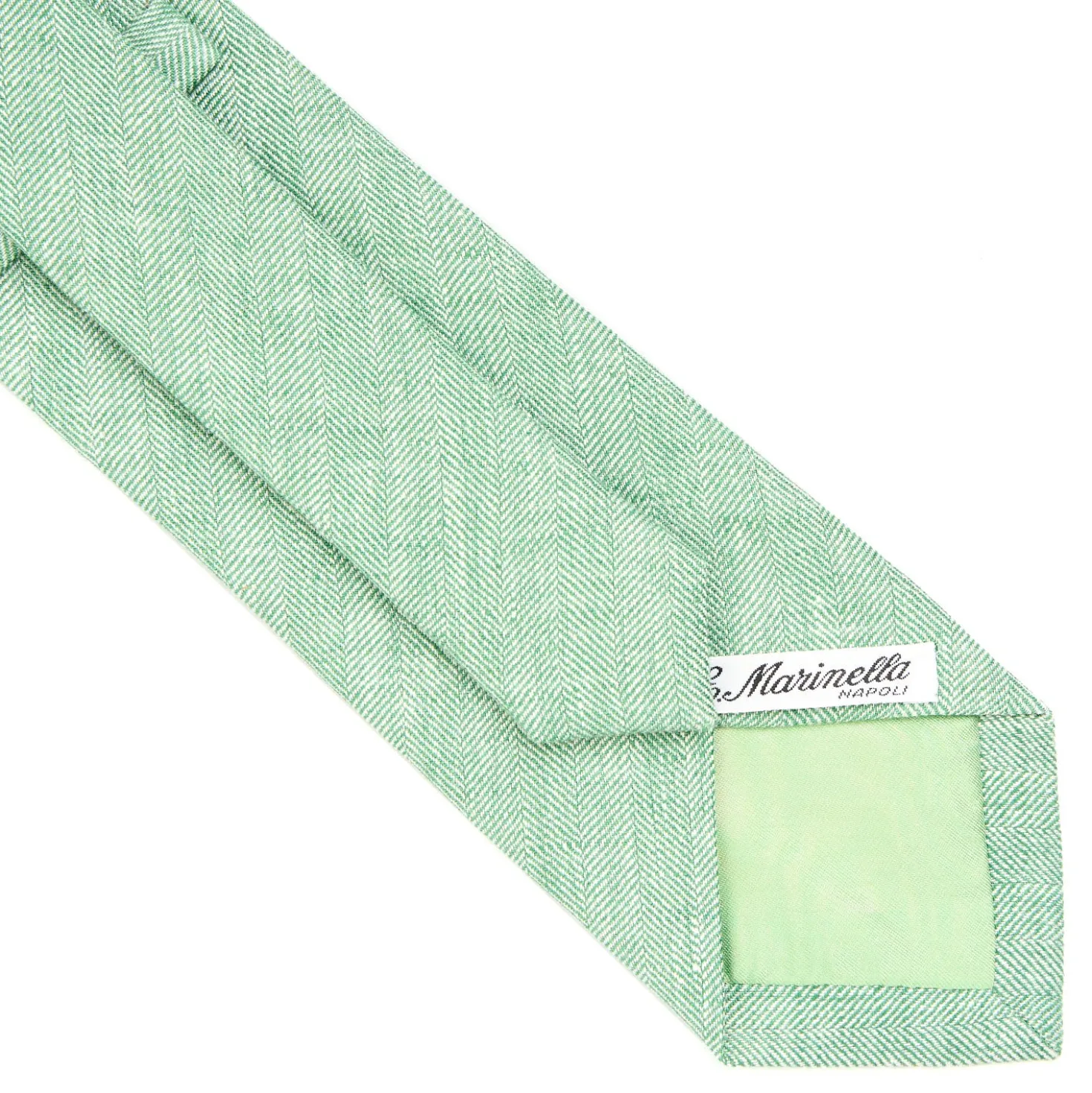 CRAVATTA SARTORIALE IN LINO E COTONE VERDE CHIARO Tinta unita