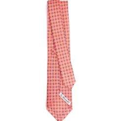 CRAVATTA SARTORIALE IN LINO ROSA Microfantasia fiore