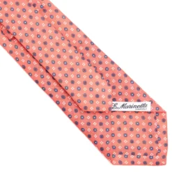CRAVATTA SARTORIALE IN LINO ROSA Microfantasia fiore