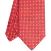 CRAVATTA SARTORIALE IN LINO ROSSA Microfantasia fiore