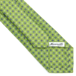 CRAVATTA SARTORIALE IN LINO VERDE Microfantasia fiore