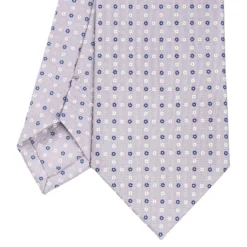CRAVATTA SARTORIALE IN SETA GRIGIO CHIARO Microfantasia fiore