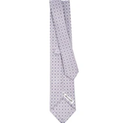 CRAVATTA SARTORIALE IN SETA GRIGIO CHIARO Microfantasia fiore