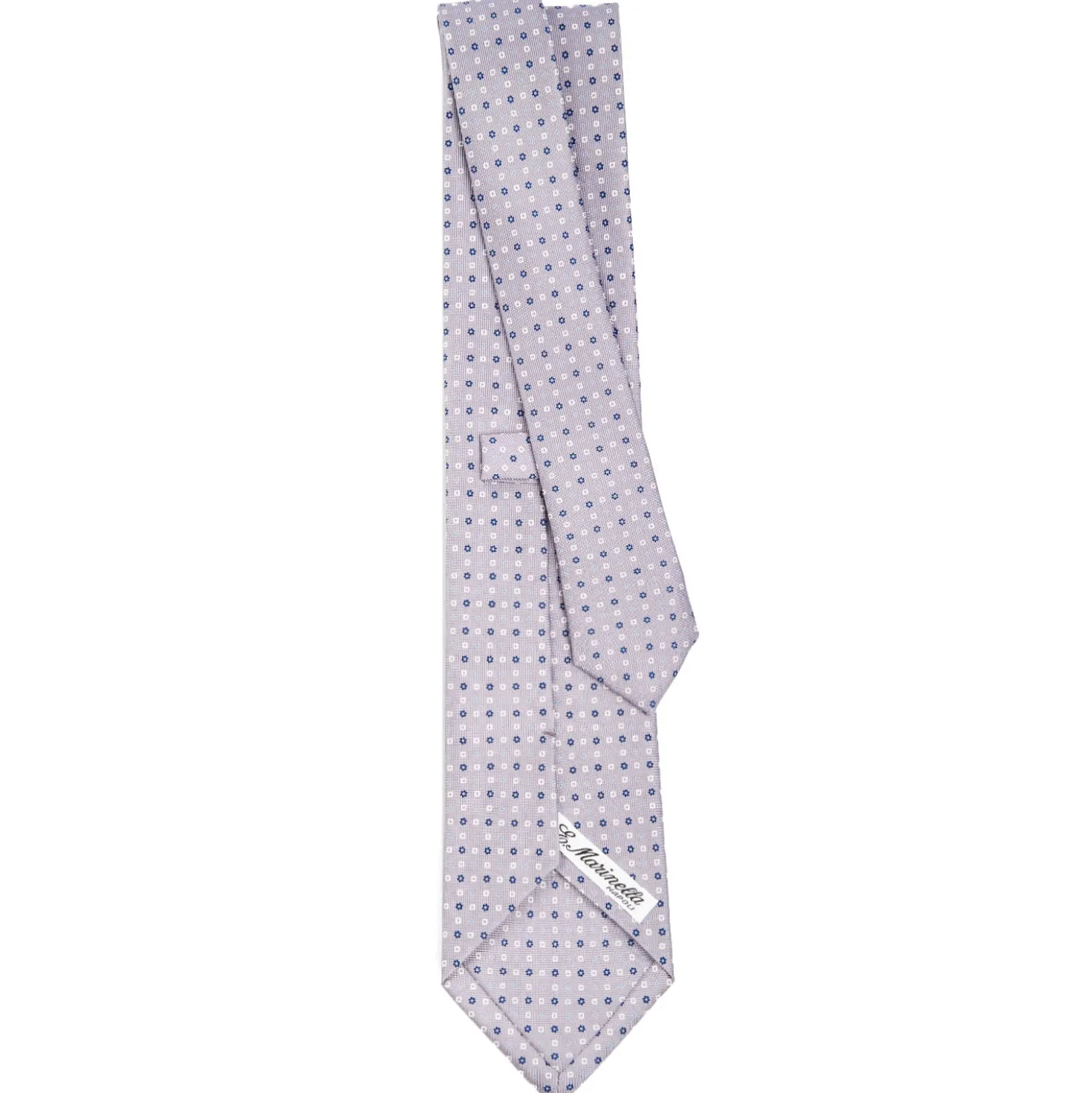 CRAVATTA SARTORIALE IN SETA GRIGIO CHIARO Microfantasia fiore