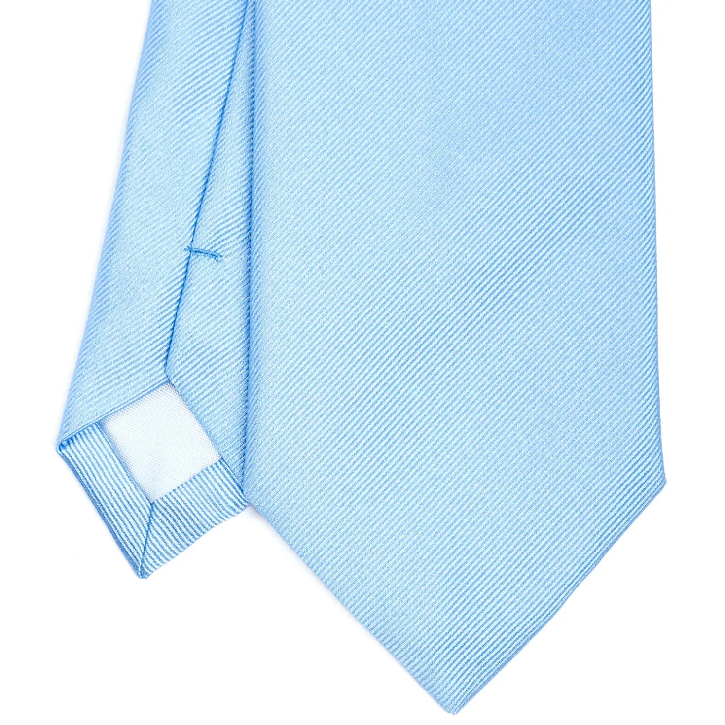 CRAVATTA SARTORIALE IN SETA JACQUARD AZZURRA Tinta unita