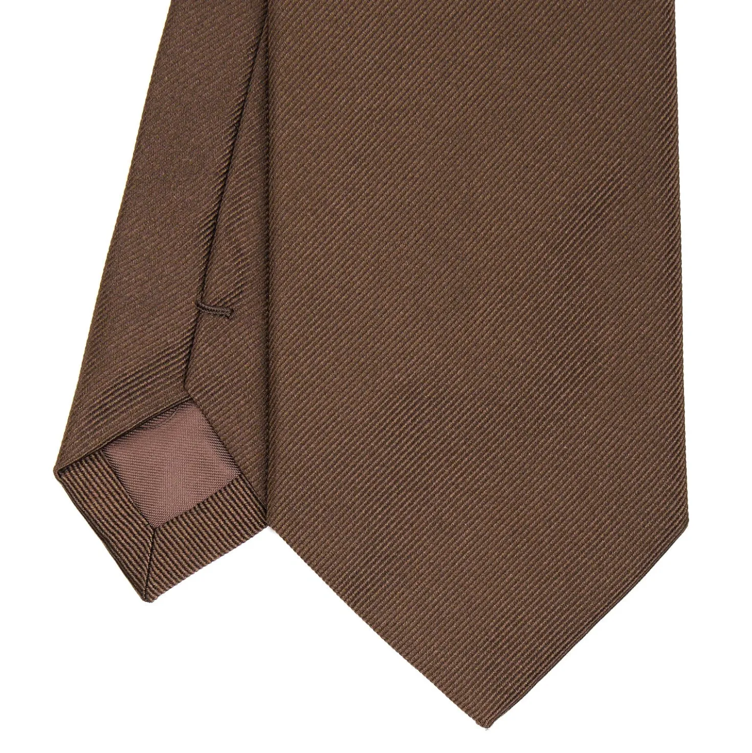 CRAVATTA SARTORIALE IN SETA JACQUARD MARRONE SCURO Tinta unita