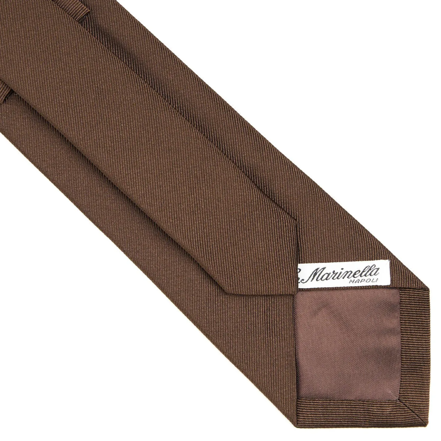CRAVATTA SARTORIALE IN SETA JACQUARD MARRONE SCURO Tinta unita