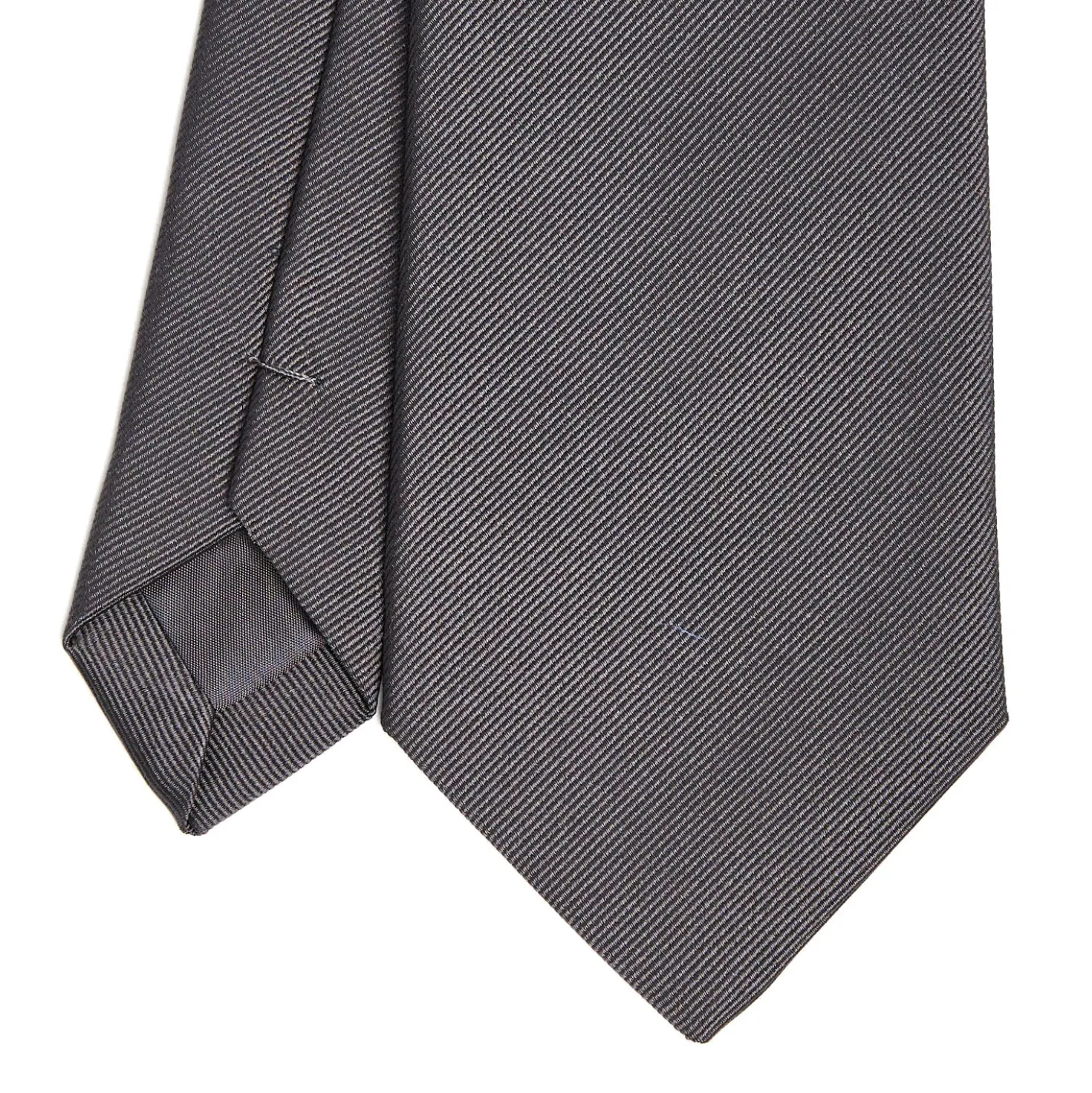CRAVATTA SARTORIALE IN SETA JACQUARD GRIGIO SCURO Tinta unita
