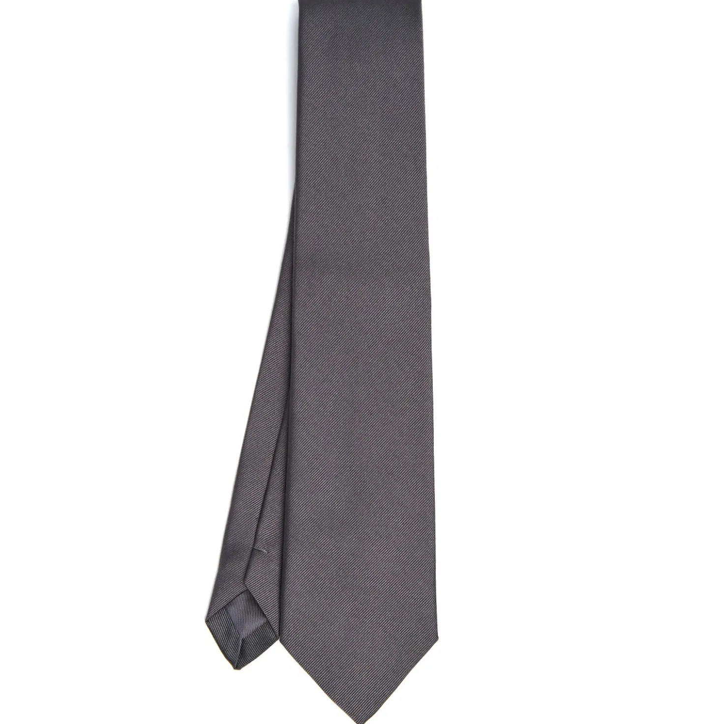 CRAVATTA SARTORIALE IN SETA JACQUARD GRIGIO SCURO Tinta unita