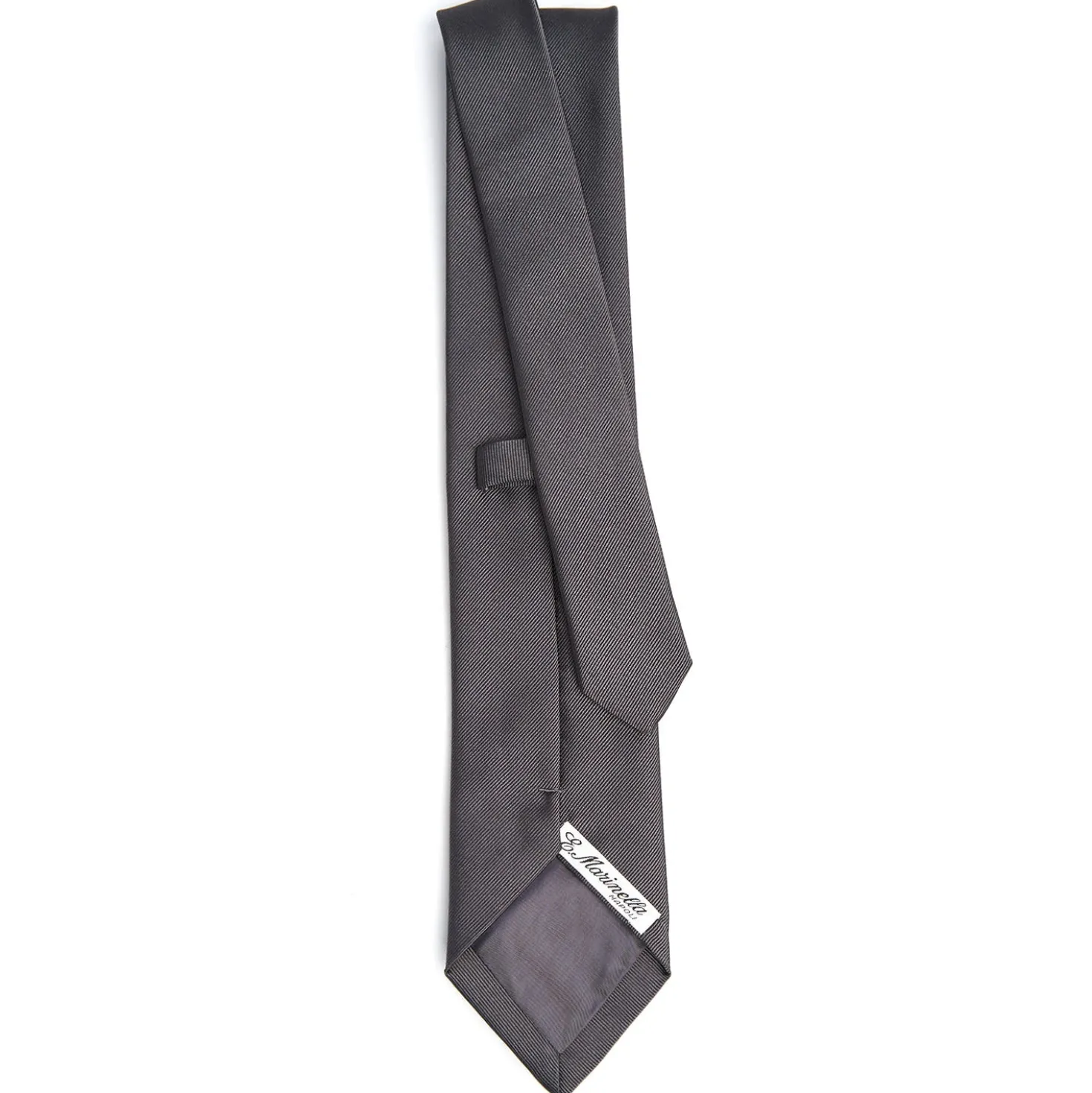 CRAVATTA SARTORIALE IN SETA JACQUARD GRIGIO SCURO Tinta unita