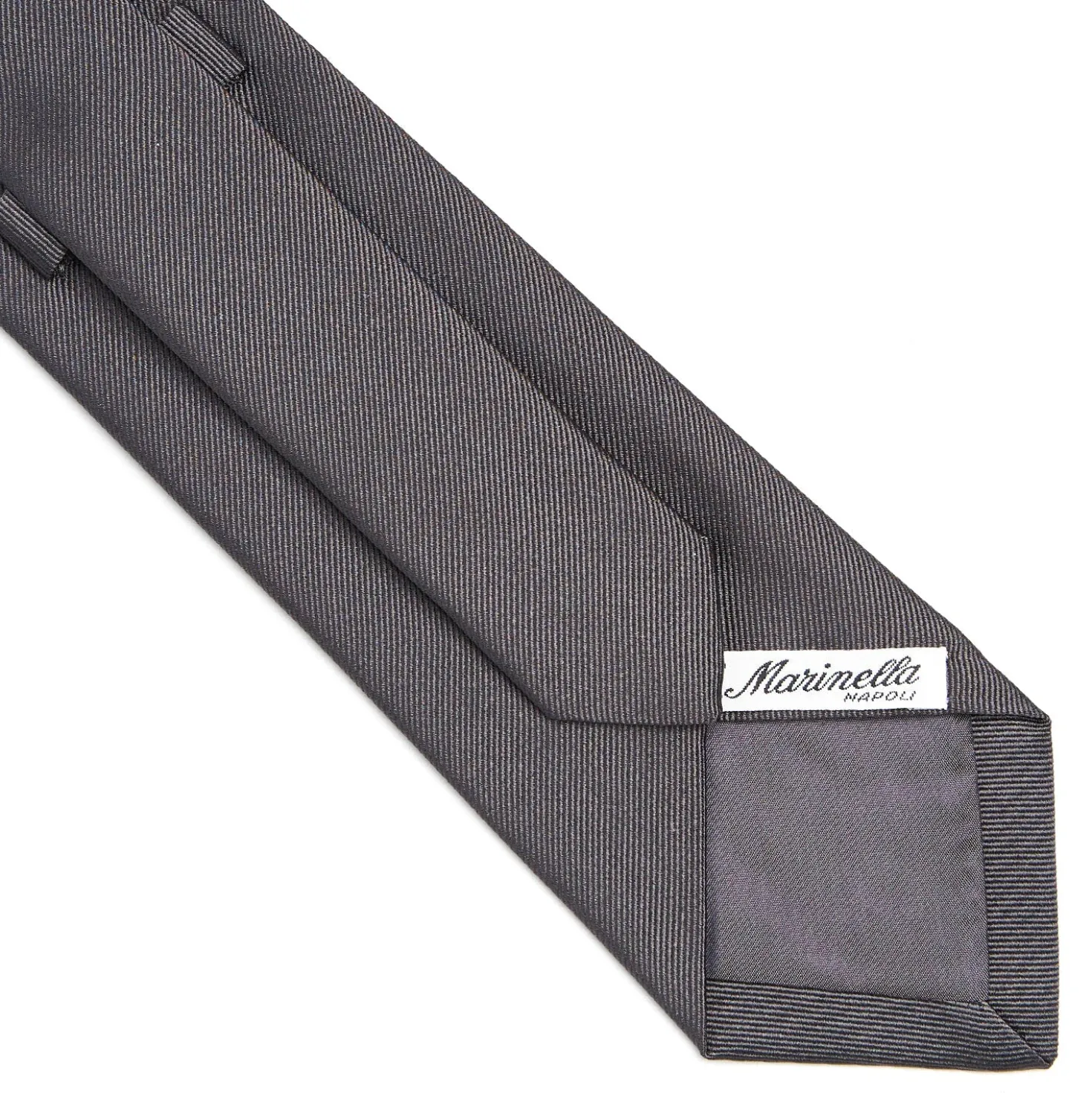 CRAVATTA SARTORIALE IN SETA JACQUARD GRIGIO SCURO Tinta unita
