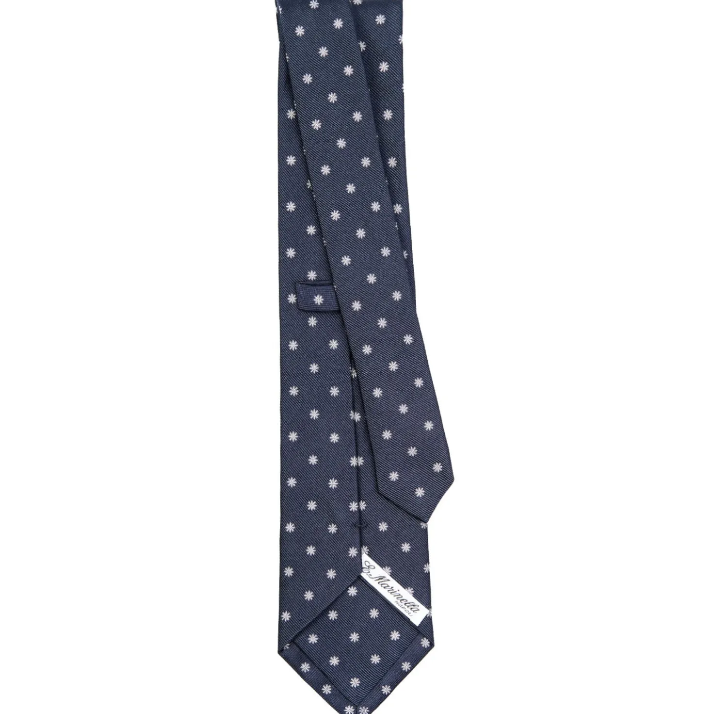 CRAVATTA SARTORIALE IN SETA JACQUARD BLU Con fiocco di neve