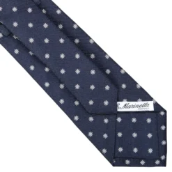 CRAVATTA SARTORIALE IN SETA JACQUARD BLU Con fiocco di neve