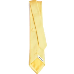 CRAVATTA SARTORIALE IN SETA JACQUARD GIALLA Tinta unita