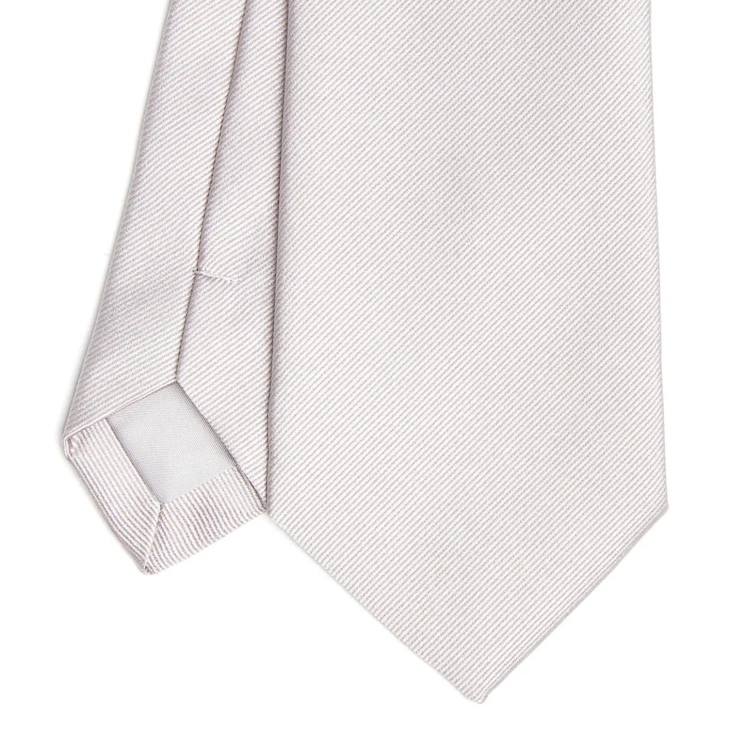 CRAVATTA SARTORIALE IN SETA JACQUARD GRIGIO CHIARO Tinta unita