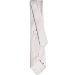 CRAVATTA SARTORIALE IN SETA JACQUARD GRIGIO CHIARO Tinta unita