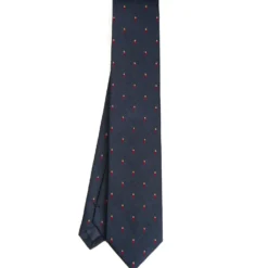 CRAVATTA SARTORIALE IN SETA JACQUARD BLU Con cornetto sparso