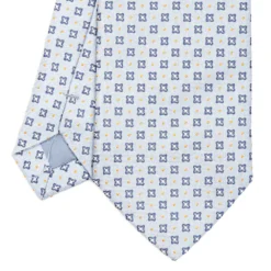 CRAVATTA SARTORIALE IN SETA JACQUARD AZZURRA Microfantasia fiore