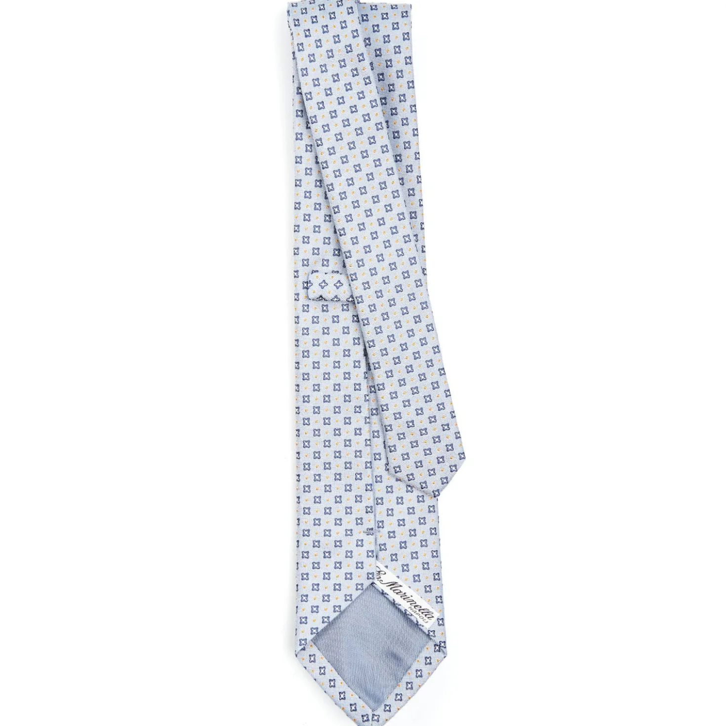 CRAVATTA SARTORIALE IN SETA JACQUARD AZZURRA Microfantasia fiore