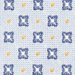 CRAVATTA SARTORIALE IN SETA JACQUARD AZZURRA Microfantasia fiore