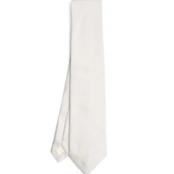 CRAVATTA SARTORIALE IN SETA JACQUARD BIANCA Tinta unita