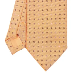 CRAVATTA SARTORIALE IN SETA JACQUARD ARANCIONE Microfantasia fiore