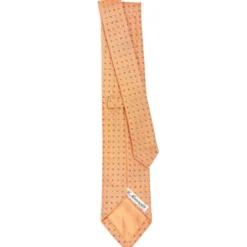 CRAVATTA SARTORIALE IN SETA JACQUARD ARANCIONE Microfantasia fiore