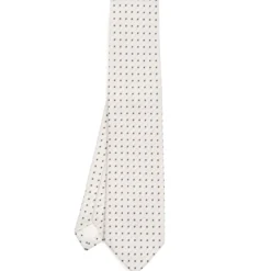 CRAVATTA SARTORIALE IN SETA JACQUARD BIANCA Microfantasia fiore