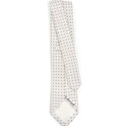CRAVATTA SARTORIALE IN SETA JACQUARD BIANCA Microfantasia fiore
