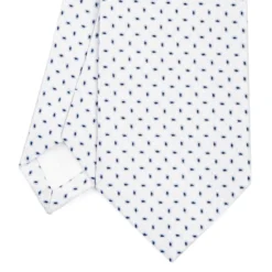 CRAVATTA SARTORIALE IN SETA JACQUARD BIANCA Microfantasia geometrica