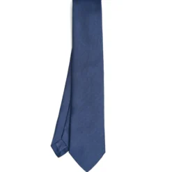 CRAVATTA SARTORIALE IN SETA JACQUARD BLU Tinta unita