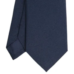 CRAVATTA SARTORIALE IN SETA JACQUARD BLU SCURO Tinta unita