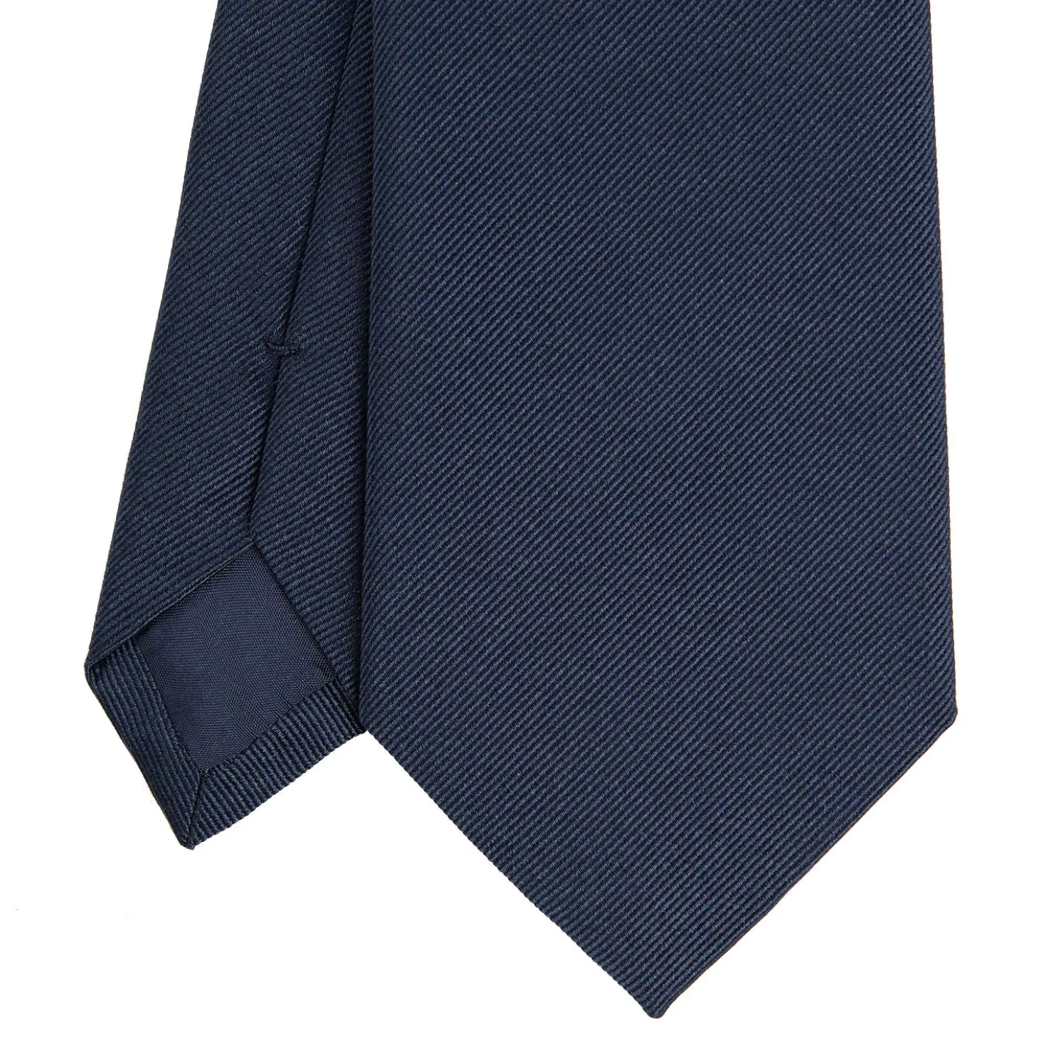 CRAVATTA SARTORIALE IN SETA JACQUARD BLU SCURO Tinta unita