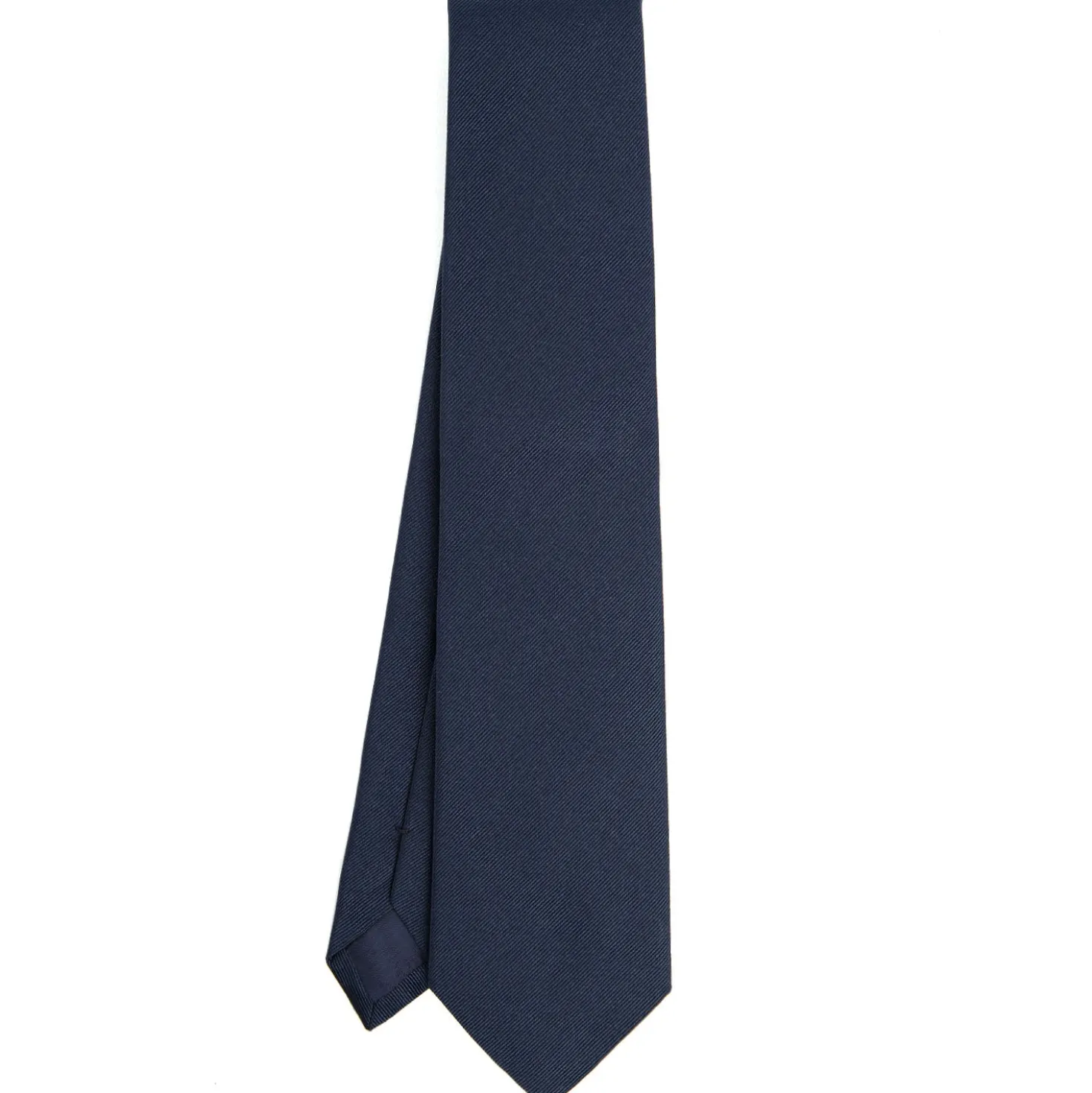 CRAVATTA SARTORIALE IN SETA JACQUARD BLU SCURO Tinta unita