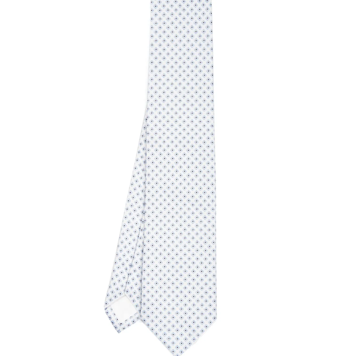 CRAVATTA SARTORIALE IN SETA JACQUARD BIANCA Microfantasia fiore