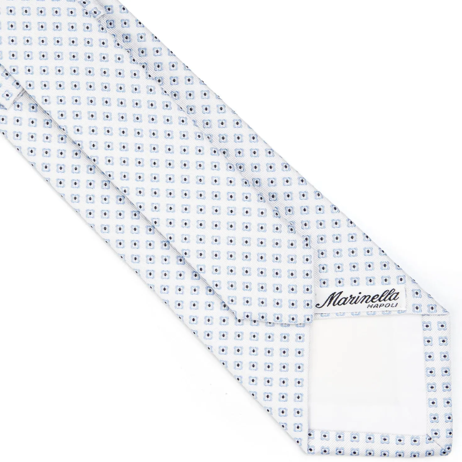CRAVATTA SARTORIALE IN SETA JACQUARD BIANCA Microfantasia fiore