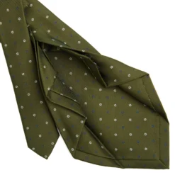 CRAVATTA SARTORIALE 7 PIEGHE IN SETA VERDE OLIVA Microfantasia fiore