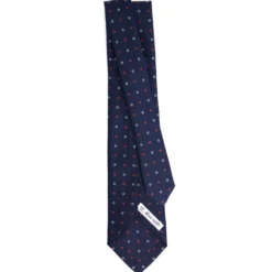 CRAVATTA SARTORIALE 7 PIEGHE IN SETA BLU SCURO Microfantasia fiore
