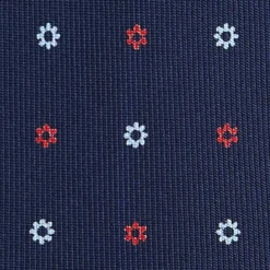 CRAVATTA SARTORIALE 7 PIEGHE IN SETA BLU SCURO Microfantasia fiore
