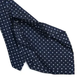 CRAVATTA SARTORIALE 7 PIEGHE IN SETA BLU SCURO Microfantasia fiore