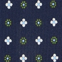 CRAVATTA SARTORIALE 7 PIEGHE IN SETA BLU SCURO Microfantasia fiore