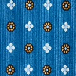 CRAVATTA SARTORIALE 7 PIEGHE IN SETA BLU MEDIO Microfantasia fiore