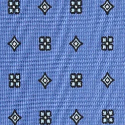 CRAVATTA SARTORIALE 7 PIEGHE IN SETA AZZURRO POLVERE Microfantasia fiore
