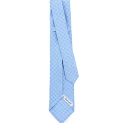 CRAVATTA SARTORIALE 7 PIEGHE IN SETA AZZURRA Microfantasia fiore