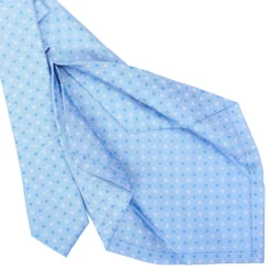 CRAVATTA SARTORIALE 5 PIEGHE IN SETA AZZURRA Microfantasia fiore