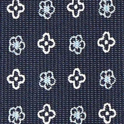 CRAVATTA SARTORIALE 9 PIEGHE IN SETA BLU SCURO Microfantasia fiore